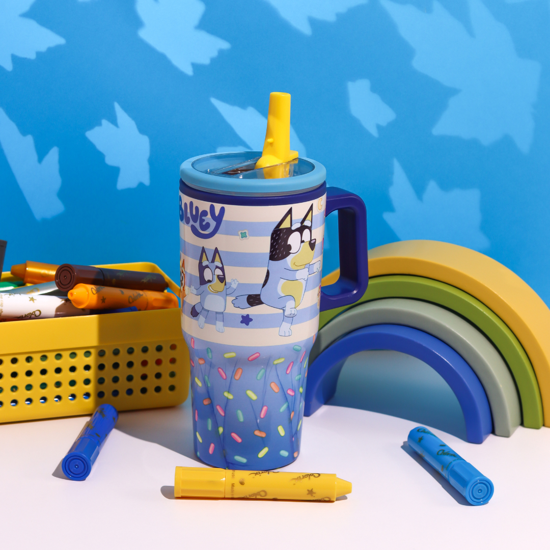 Double Wall Insulated Stainless Steel Tumbler-640ml-Bluey